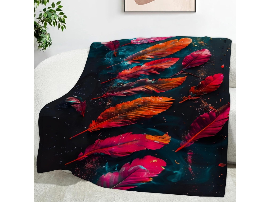 Manta de Penas Long Leaf Oak 130x150 Cm Multifuncional Macia Colcha Flanela Aconchegante para Cochilo no Escri