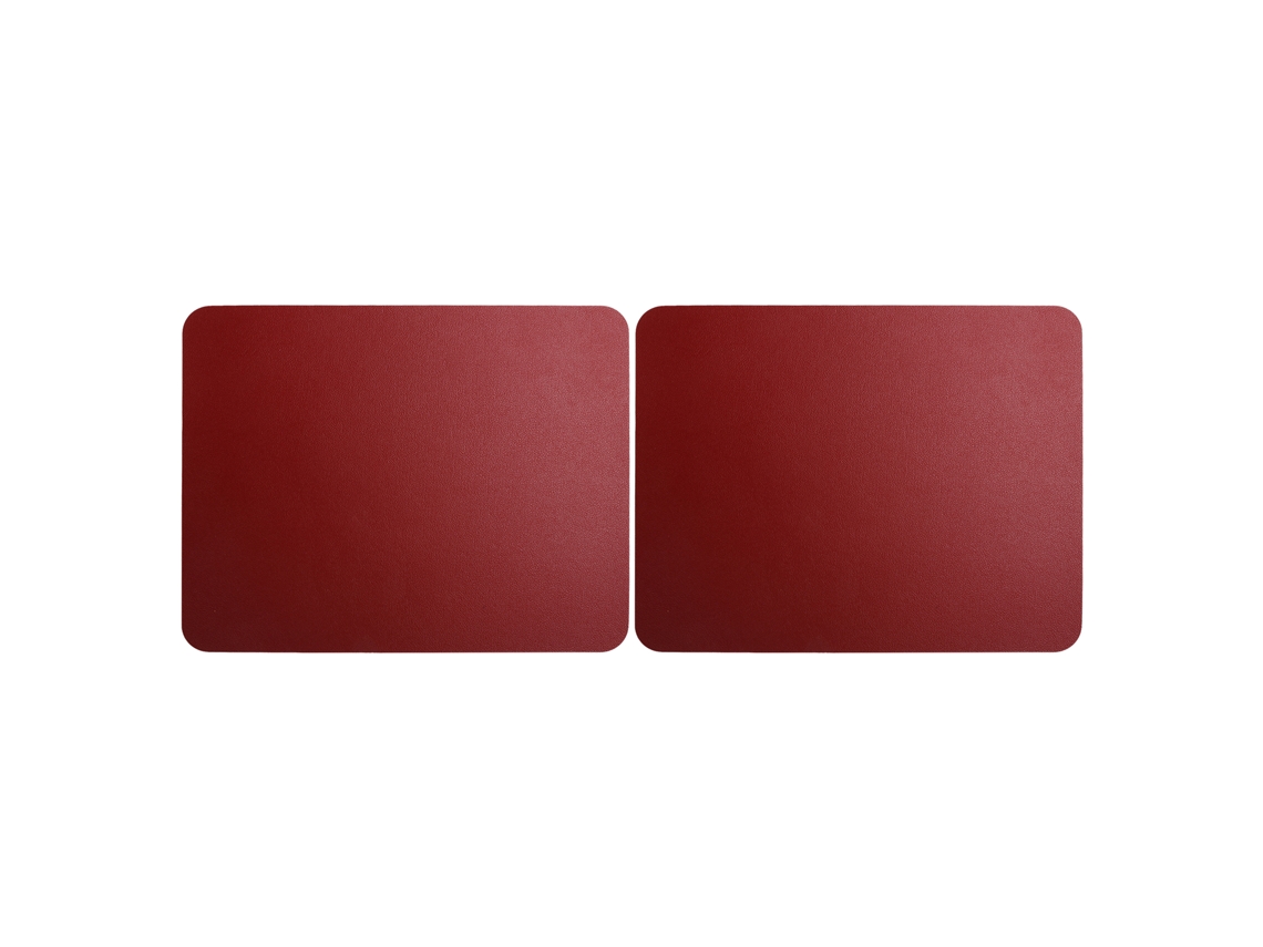 2 Peças De Mouse Pad De Couro Pvc Impermeável De Cor Pura Duplex Vinho Amarelo