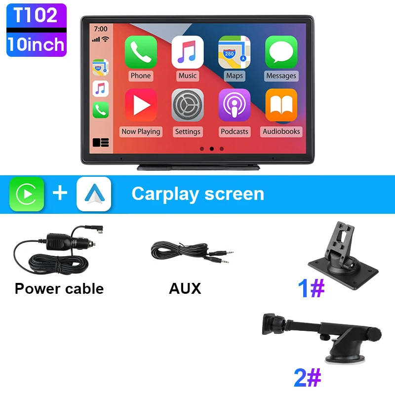 (10 Polegadas) Tela Inteligente Carplay De 7/10 Polegadas, Conecta-se Sem Fio A Ios E Android.