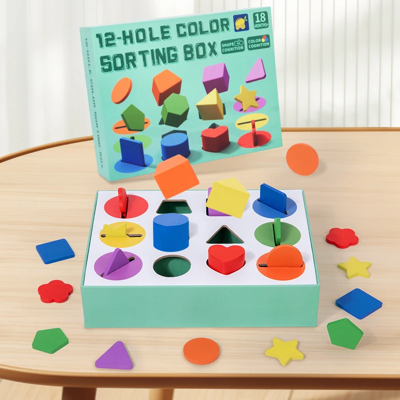 Brinquedos Geométricos 3d De Madeira Coloridos Para Educação Pré-escolar
