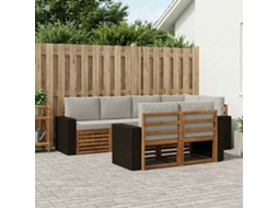 Vidaxl Conjunto De Sofá Sectional 7 Pcs Natural E Cinzento-claro