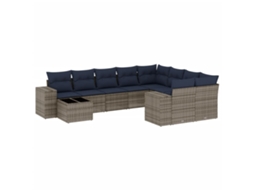 Conjunto de Sofá de Jardim, 10 Peças, Almofadas, Rattan Cinza MAISON EXCLUSIVE