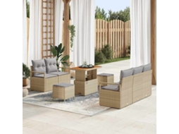 Vidaxl Conjunto De Sofá De Jardim 8 Unid. Bege Vime Pe