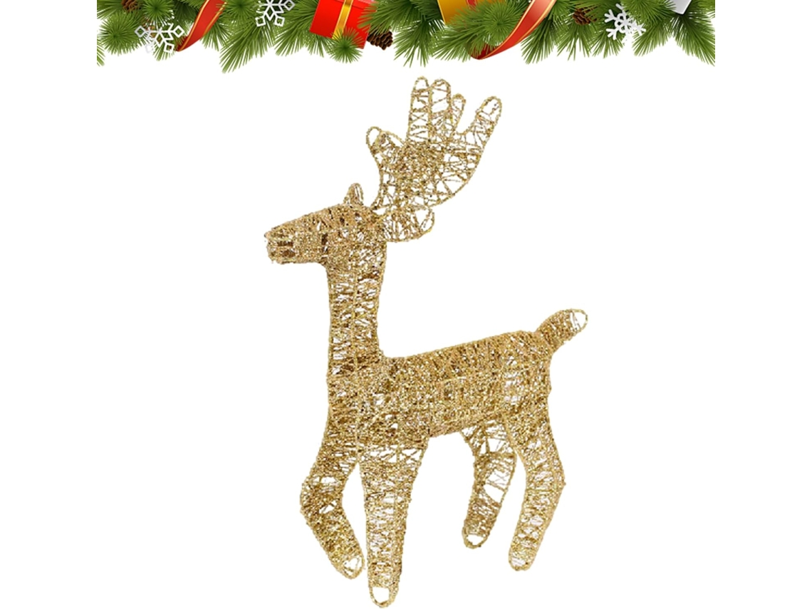 Decoração De Natal Em Forma De Rena Iluminada, Festiva E Resistente À Ferrugem.