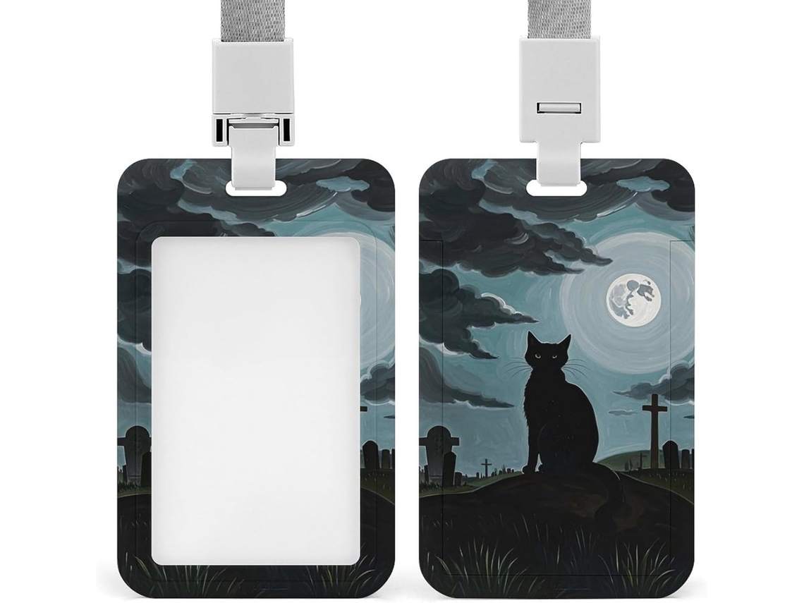 Clipe Crachá, Gatinho Preto Fofo Com Temática Cristã, Porta Crachá Com Cordão, Porta Crachá De Identificação