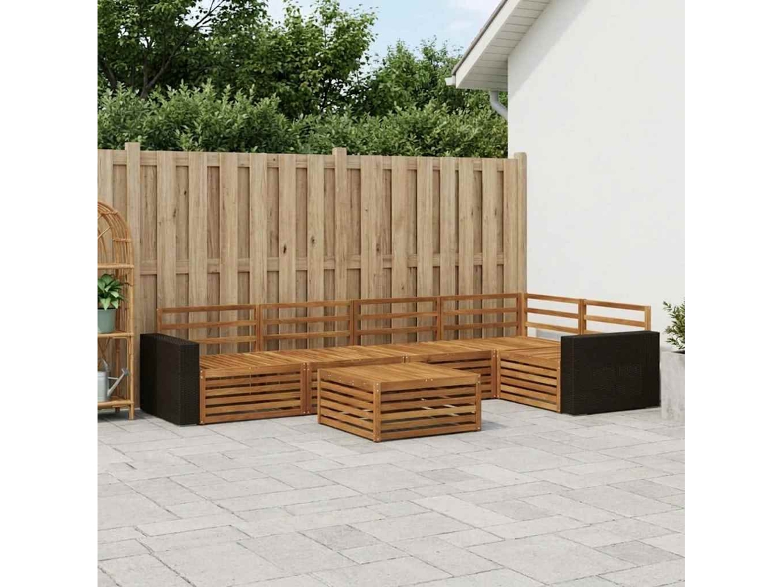Vidaxl Conjunto De Sofás Para Exterior 6 Unid. Natural