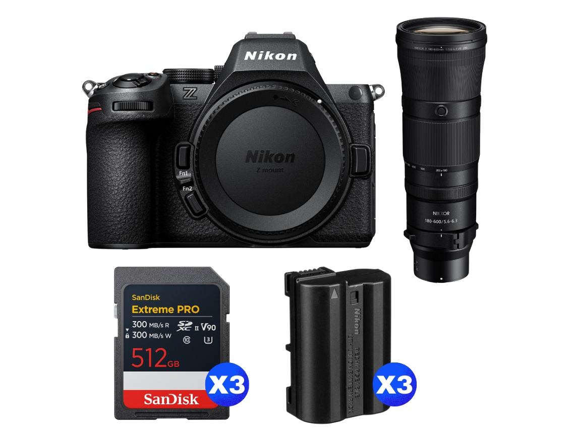 Z5 Ii + 180 600mm F/5.6 6.3 Vr + 3 Sandisk 512gb Extreme Pro Uhs ii Sdxc + 3 Nikon En el15c + Ebook “20 Dicas para Fotos Que Impressionam” NIKON