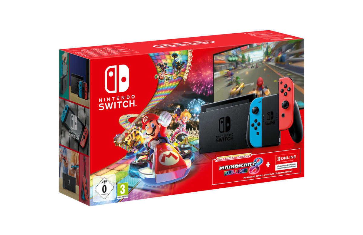 Console Nintendo Switch Azul e Vermelho + Joy-Con Neon + Mario Kart 8  Deluxe + 3 Meses de Assinatura Nintendo Switch Online - () - Nintendo  Barato
