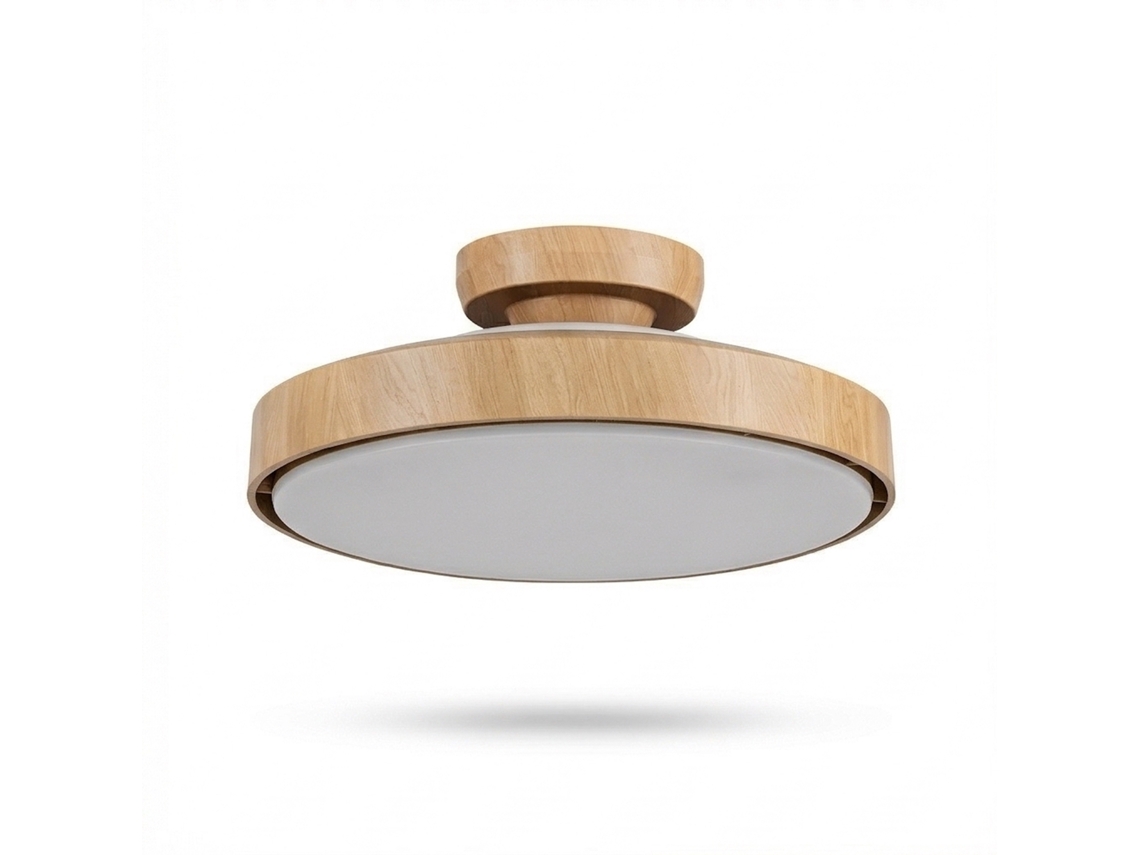 Ventilador De Teto Sem Pás De 56 W, Silencioso, 50 Cm, Com Luz Led Dupla No Corpo E Na Lâmpada, Cor Carvalho.