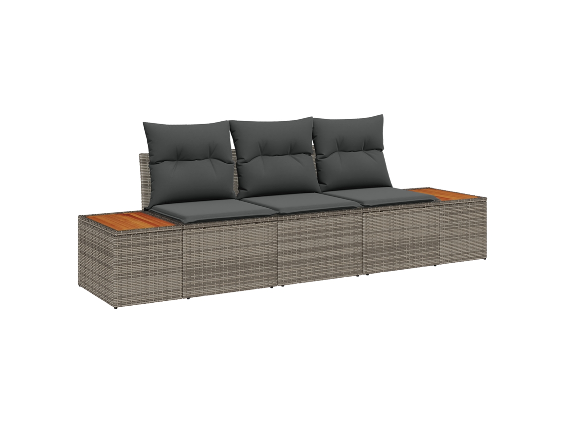 Conjunto 3 Sofá Modular Vidaxl Cinzento-claro Vime Pe (239 X 62 X 85 Cm)