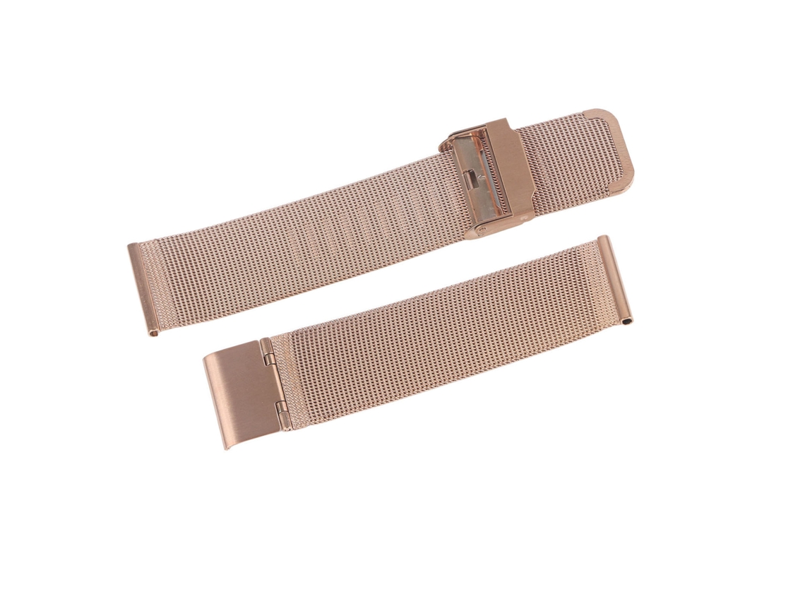Pulseira Relógio Aço Inoxidável Malha Tecida Substituição Ouro Rosa 22mm