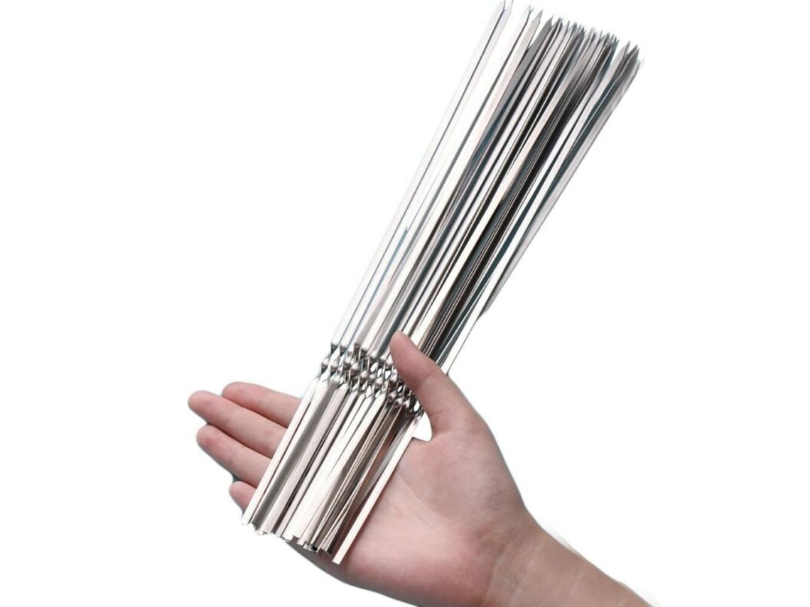 Espetos Para Grelha, Espetos De Aço Inoxidável 304 De Grau Alimentício Para Churrasco Ao Ar Livre, Design Plano Antigiro, Reutilizáveis, Fáceis De Lim