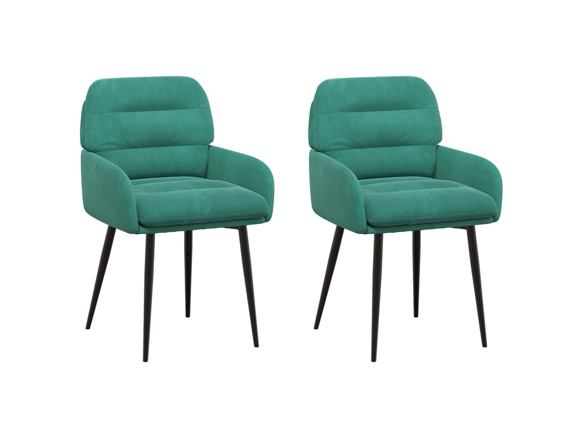 Conjunto 2 Cadeira De Jantar Vidaxl Azul-turquesa Veludo (59 X 59,5 X 90 Cm)