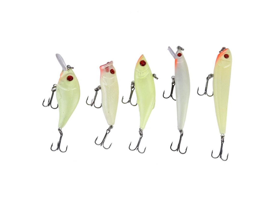 5 Iscas de Pesca Luminosas Abs com Anzóis