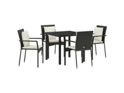 Conjunto 5 De Jantar De Jardim De Vidaxl Com Travesseiros Rattan De Polietileno Preto