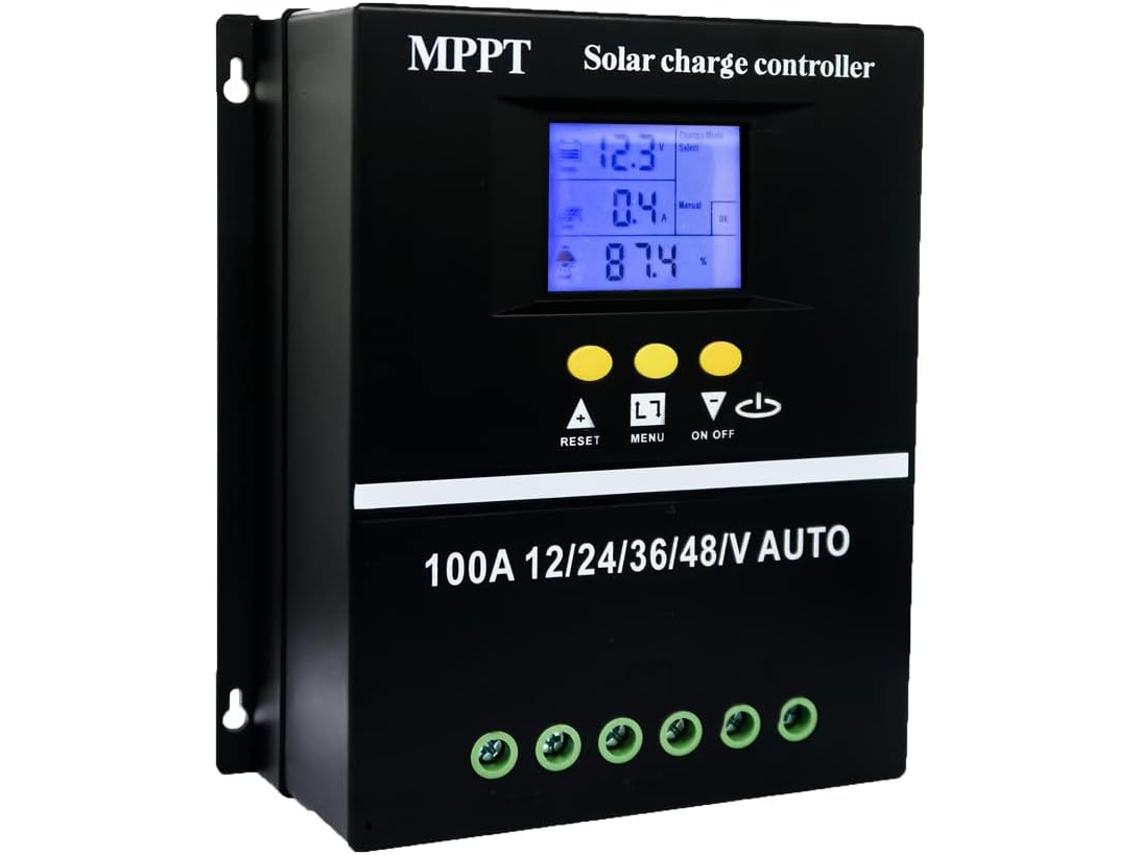 Controlador De Carga Solar Mppt 100a 12v 24v 36v 48v Display Lcd Regulador Inteligente De Bateria Máx. 100v Entrada Usb Dupla Zeuxo