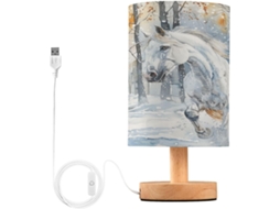 Abajur De Mesa Mnsruu Winter Para Quarto, Sala De Estar, Cavalo Branco, Neve, Luminárias De Cabeceira Inverno Com Portas