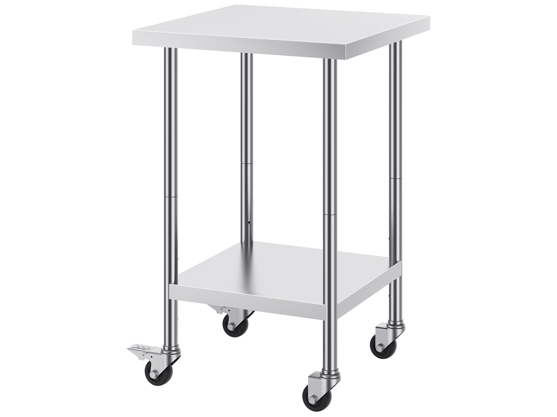 Mesa De Trabalho Em Aço Inoxidável Succebuy De 24 X 24 Polegadas, Mesa De Preparação Comercial Com 4 Rodízios