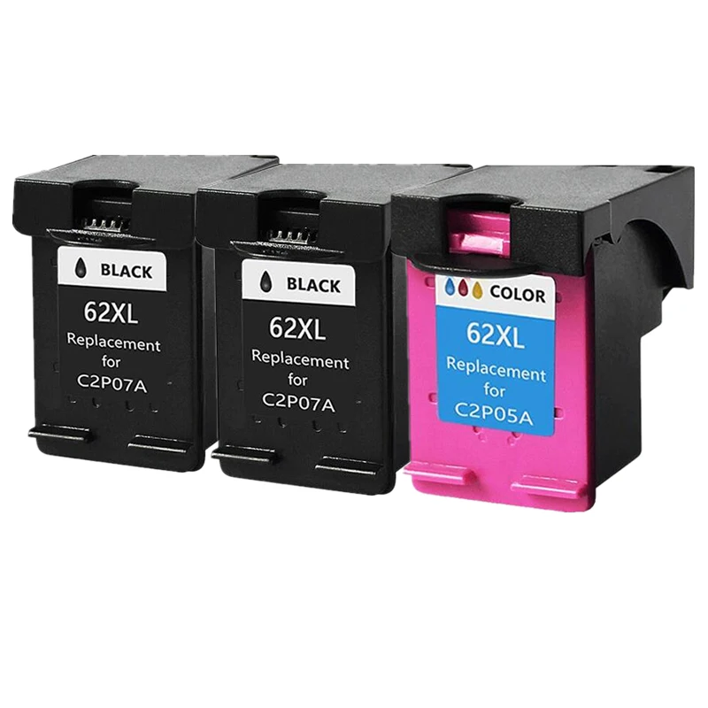 2 Tinteiros Pretos E 1 A Cores Para Hp 62 62xl Para Impressoras Hp Envy 5540, 5640, 7640, 5646, 5546, 5541, 5542, 5543, 5544, 5547, 5548, 5642 E 5644.
