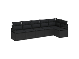 Vidaxl Conjunto De Sofás 6 Unid. Preto Vime Pe