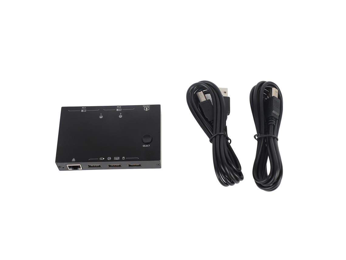 Switcher De Alta Clareza 2 Em 1 Saída Switch Kvm 4k Usb Rj45 Compatível Com Monitor Duplo