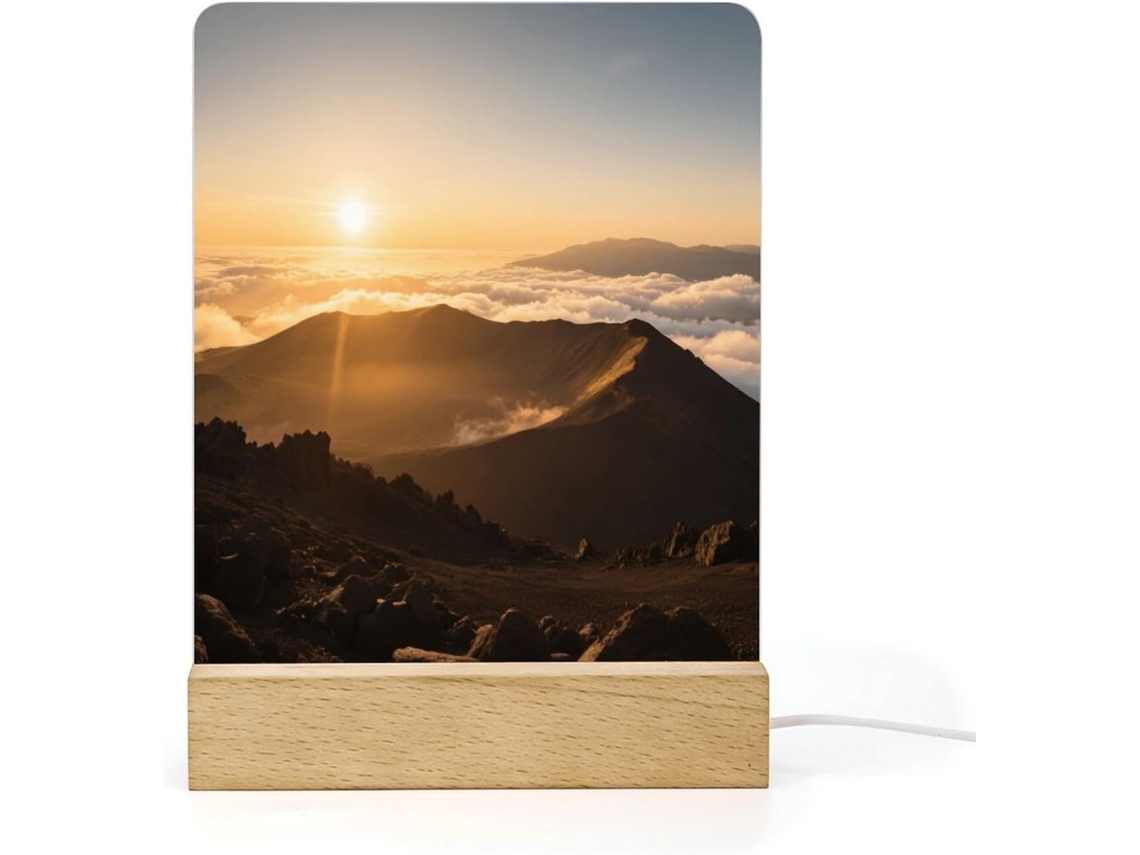 Luminária Noturna Led Haleakala, Vulcão Acrílico Moderno Com Base Banheiro, Corredor, Quarto E Sala De Estar