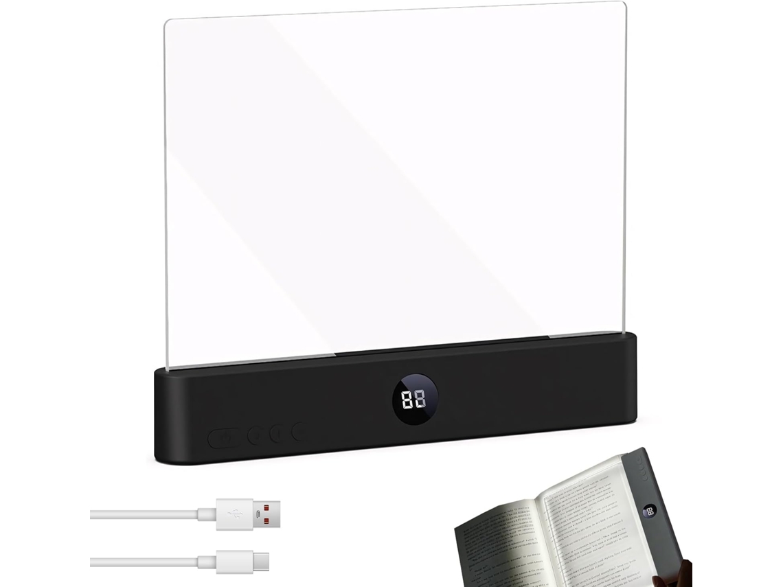 Luminária De Leitura Inteligente Nexoria Com 3 Cores E Temporizador Painel Led Recarregável Via Usb Luz Para Livros