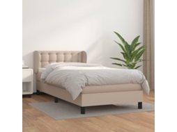 Vidaxl Cama Com Molas/colchão 90x200 Cm Couro Artificial Cappuccino