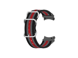 Mali pulseira de Tela de Lona para Smartwatch Watch 4 40/44mm e Classic 46/42mm Cinza, Vermelho e Preto com 5 Listras