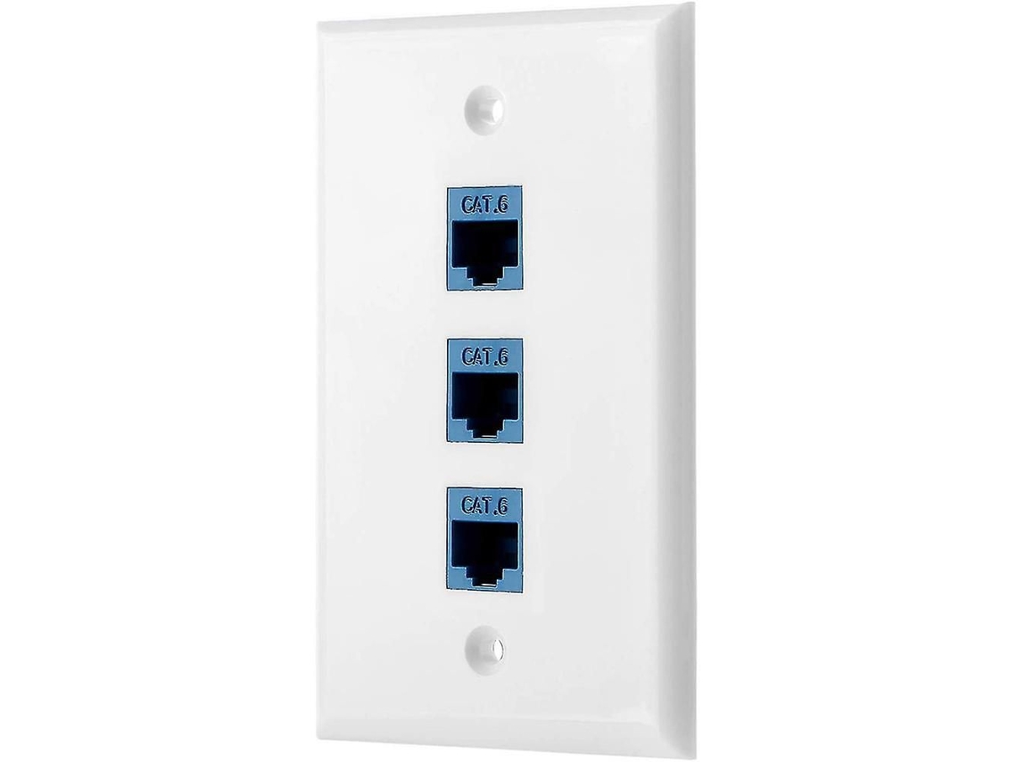 Kit Com 1 Placa De Parede Para Rede Ethernet, Com 3 Portas E Conector Inline Rj45, Categoria 6.