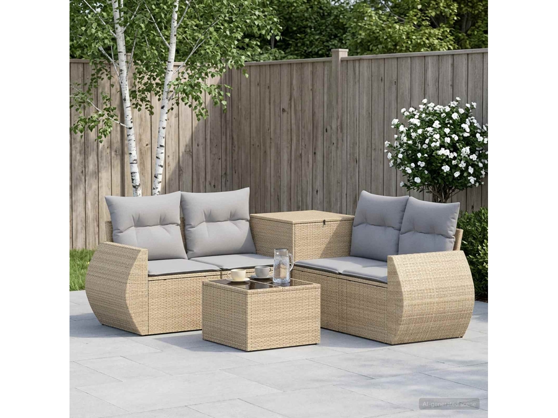 Vidaxl Conjunto De Sofás 6 Unid. Bege E Cinza Claro
