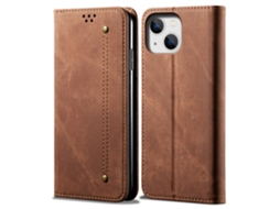 Capa Para Iphone 15 Pele Sintética Castanho