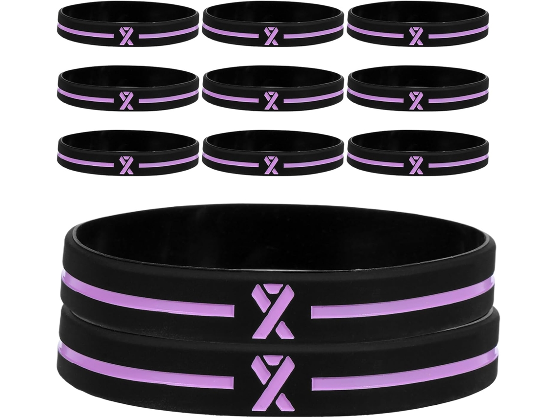 Pulseiras De Silicone Angoily Para Conscientização Sobre O Câncer Mama, Pretas, Tamanho Médio, Conjunto Com 30 Unidades