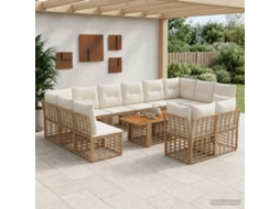 Vidaxl Conjunto De Sofá De Jardim 13 Unid. Natural E Branco Creme