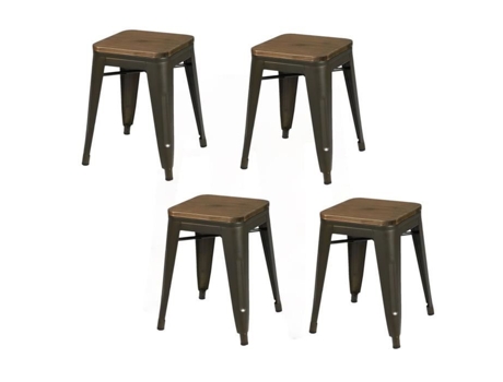 Banquetas - URBAN LIVING - Liv - Vintage - Cinza industrial - Conjunto de 4 - Alt.46 cm