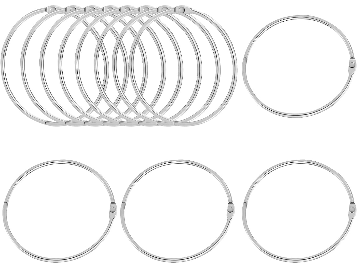 Fomiyes 12 Anéis Metálicos, 10cm, Para Colares de Mesa, Anéis Reutilizáveis para Enfiar Cartões, Álbuns e