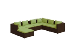 Maison Exclusive - 7 Pcs Conjunto Lounge Jardim C/ Almofadões Vime Pe Castanho