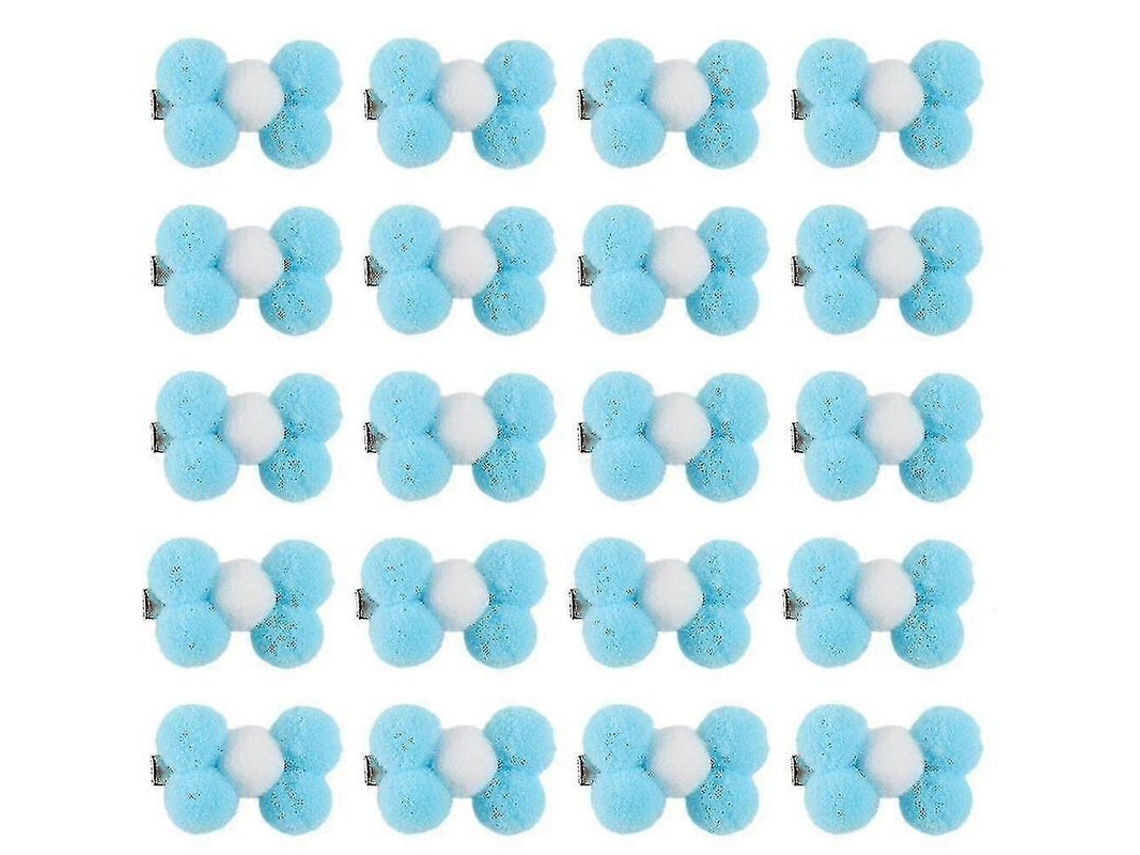 20pcs Grampos De Cabelo Para Cães Pequenos Com Laço Florido Para Yorkie E Outras Raças Azul