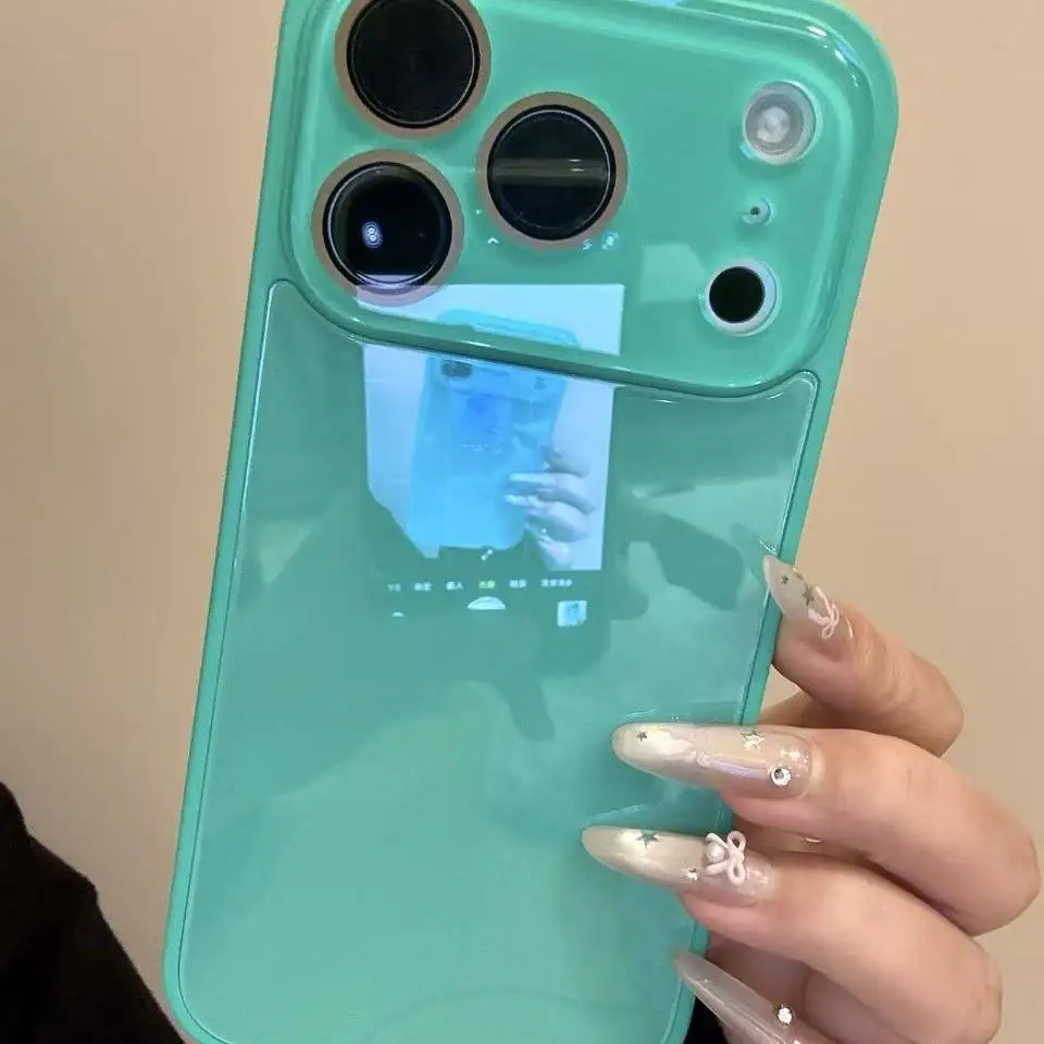 Capa Protetora De Câmera Em Vidro Temperado (preta/verde) Para Iphone 16 Pro Max Com Moldura Resistente A Impactos.
