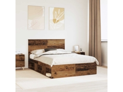 Vidaxl Estrutura Da Cama Com Cabeceira Madeira Antiga 140 X 190 Cm