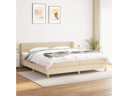 Vidaxl Cama Com Molas/colchão 200x200 Cm Tecido Cor Creme