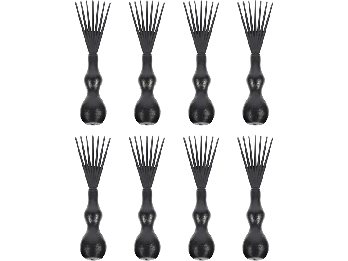 Conjunto De 8 Escovas Cabelo Luxshiny, Leves E Portáteis, Em Polipropileno Preto, Ideais Para Limpar Cabelos Cacheados E