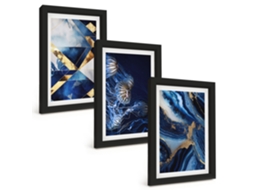 Composição De Quadros Padrões Abstratos Elegantes Espelharte (3 Peças 20x30 Cm)