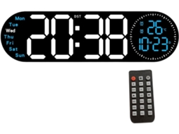 Relógio De Parede Digital Contemporâneo Grande Com Controle Remoto, 2 Alarmes, Relógio Com Visor Led