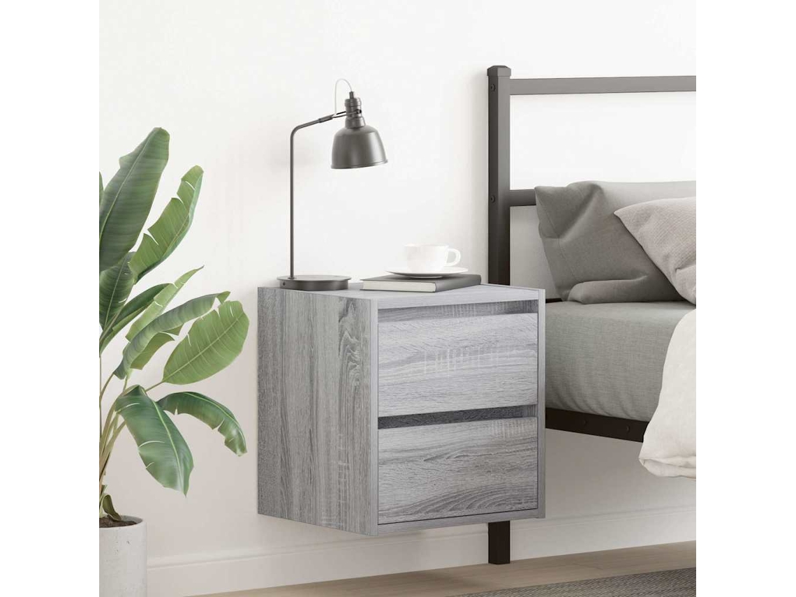 Vidaxl Mesa De Cabeceira De Parede 38x34x40 Cm Cinzento Sonoma