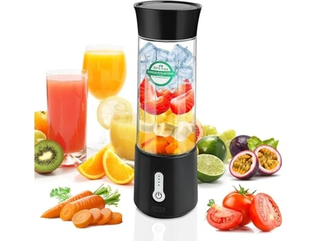 Liquidificador Portátil De 500 Ml Para Shakes, Mini Liquidificador Com 6 Lâminas Em Aço Inox, Recarregável Tipo C