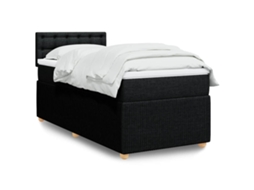Vidaxl Cama Com Molas/colchão 90x190 Cm Tecido Preto