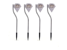 4 Luminárias Solares Para Jardim Ip65 À Prova D'água Aço Inoxidável Iluminação Caminho Exterior