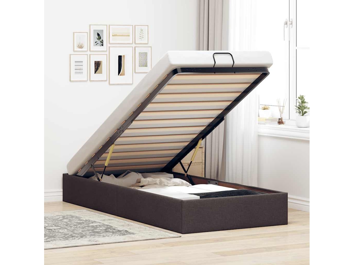 Vidaxl Estrutura De Cama Otomana Sem Colchão 90x200 Cm Castanho Escuro