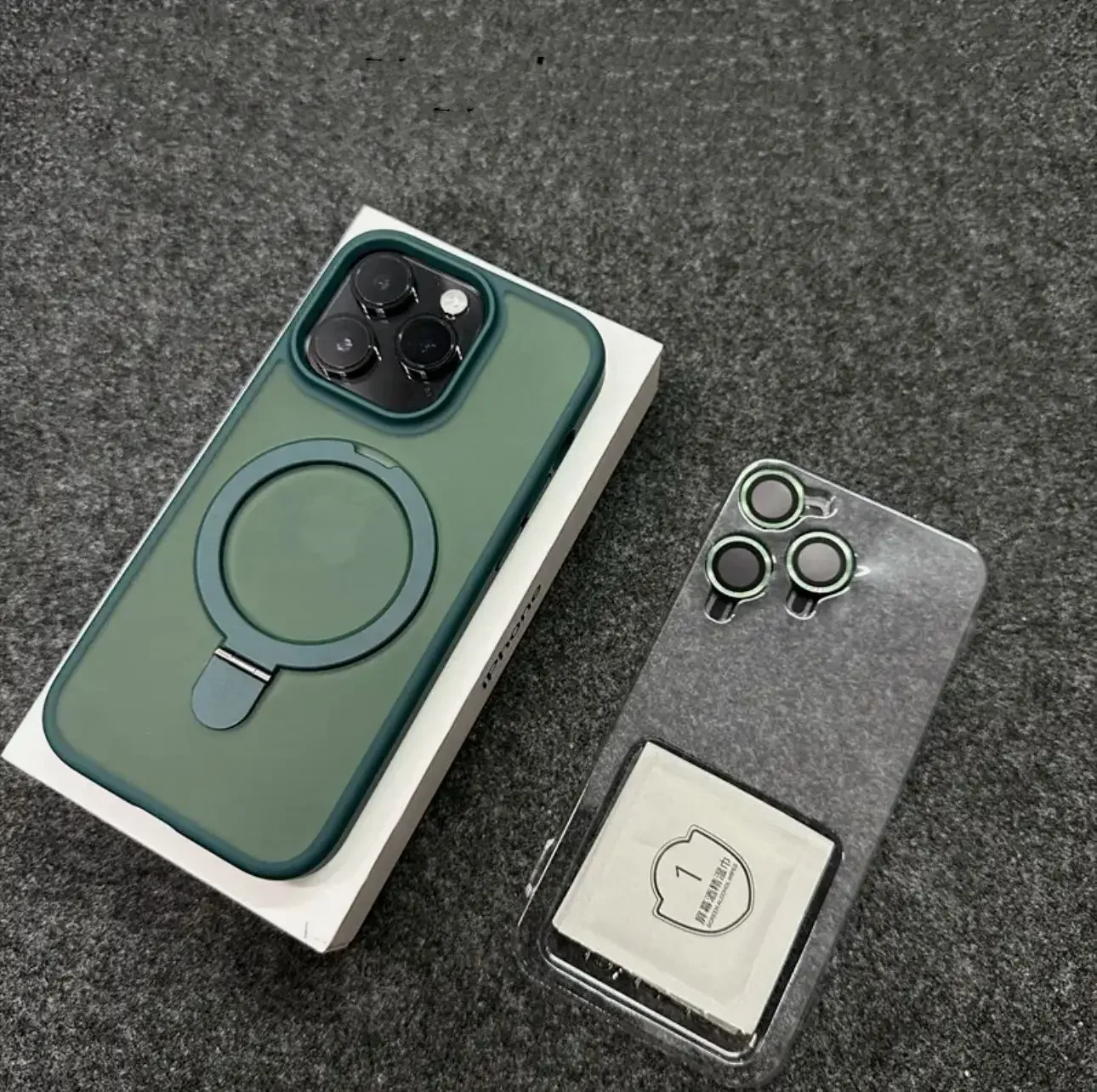 (verde Iphone 17 Pro Max) Capa Magnética Com Suporte De Anel Metálico Para Lente